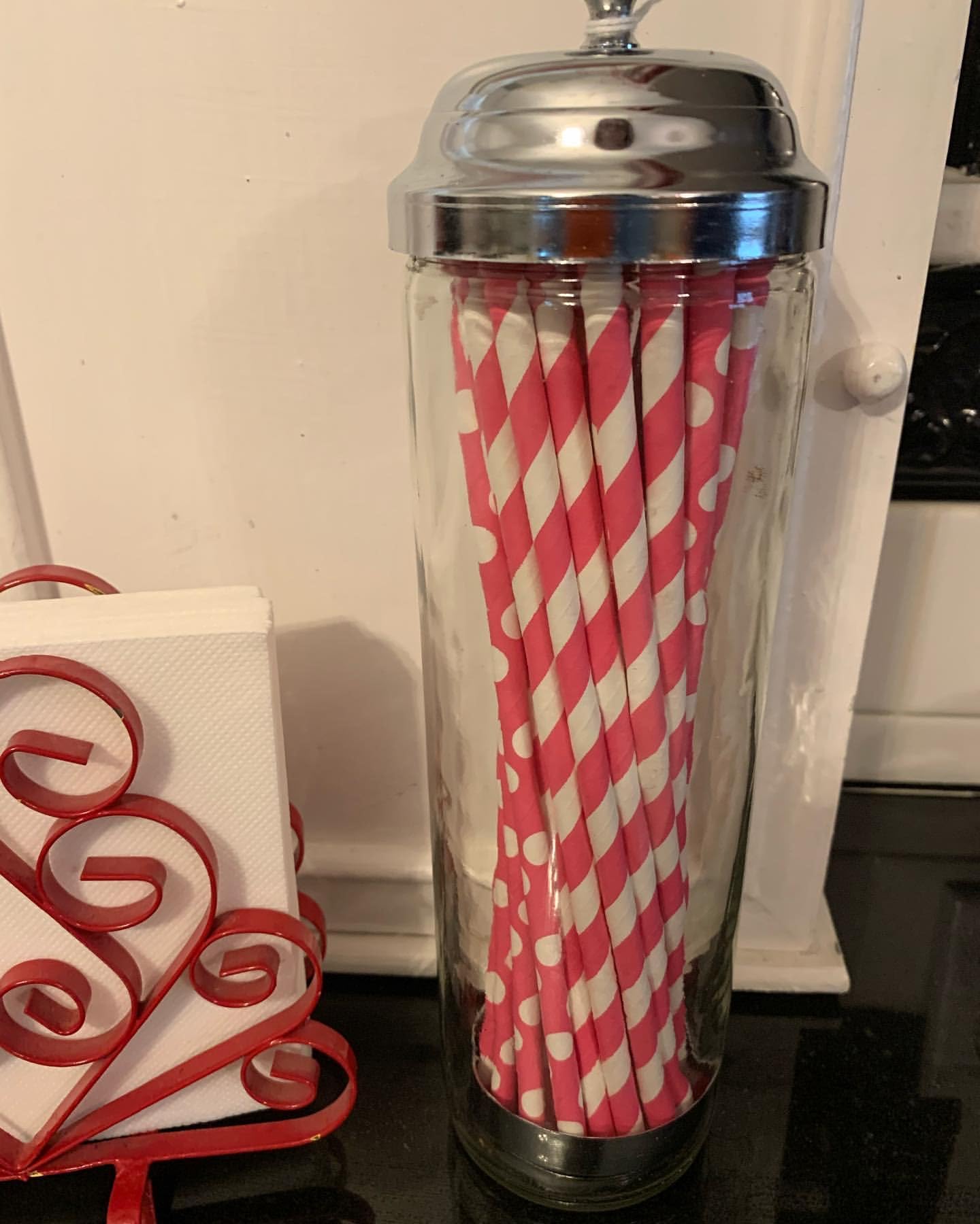 Amazon.com: Vintage Glass Straw Holder Dispenser with Stainless